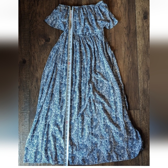 YIDARTON WOMEN'S STRAPLESS MAXI DRESS Stretchy Blue & White Floral Print Large - Picture 12 of 16